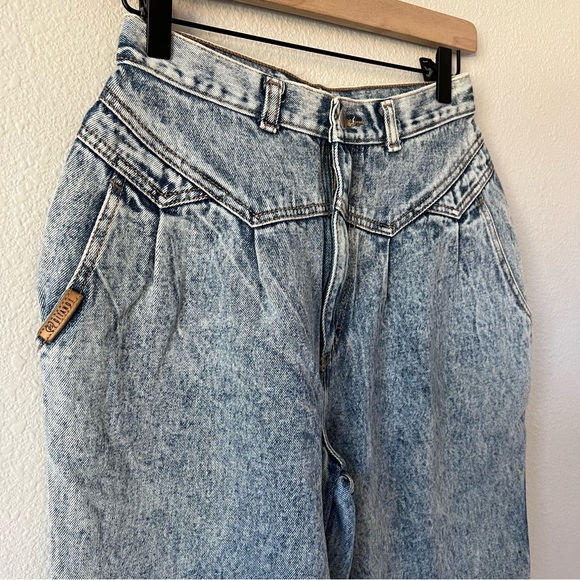 Vintage P.S Gitano Light Wash Acid Wash High Waisted Pleated Mom Jean- Size 6 - Picture 7 of 10